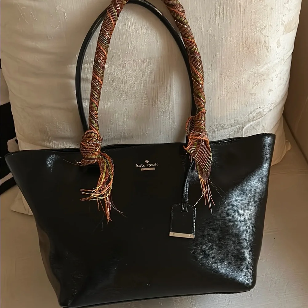 Kate Spade Black Leather Tote with Braided Handles